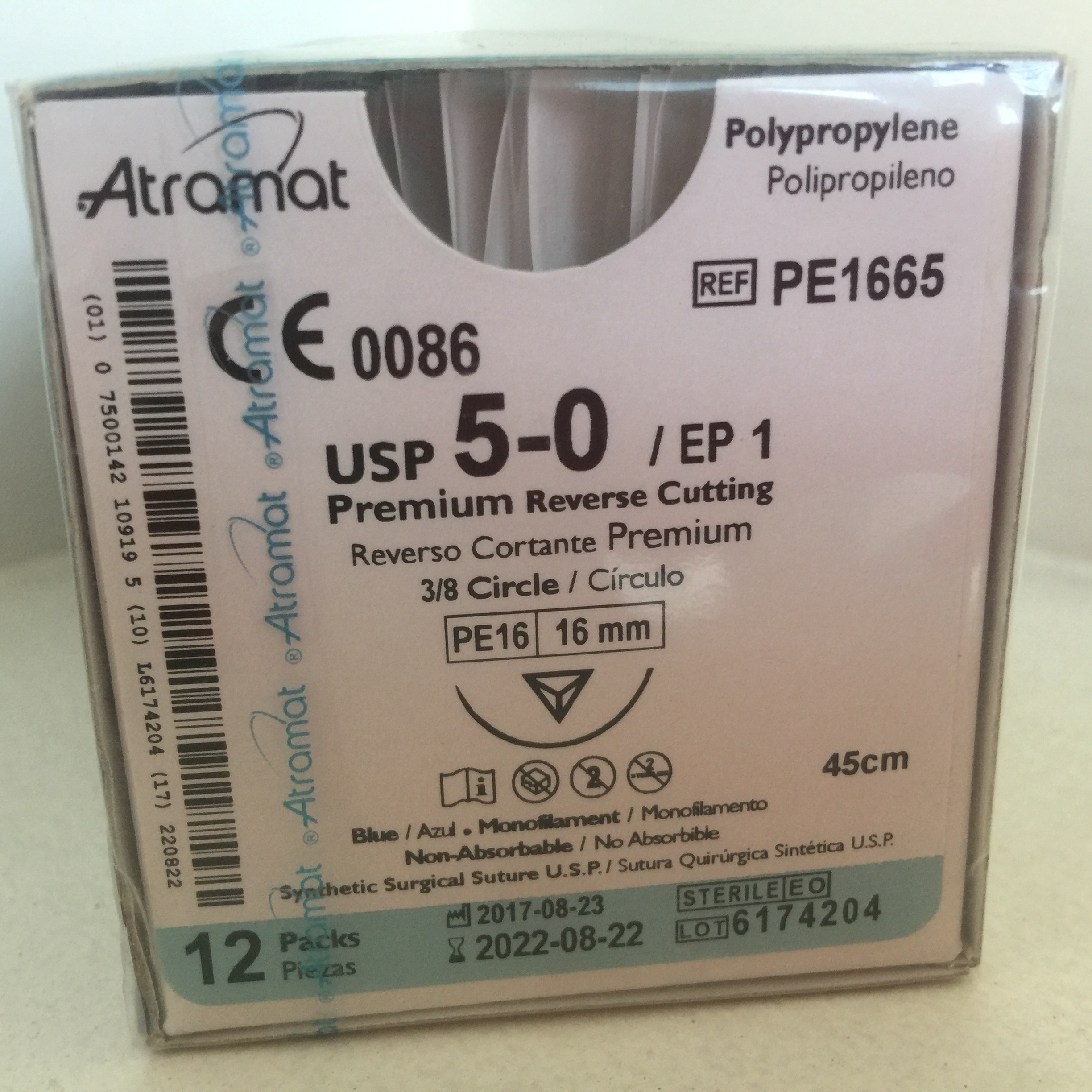 PE1665 POLIPROPILENO 5 - 0 | PROLENE | 8114T | C - 12 | Marca: Atramat