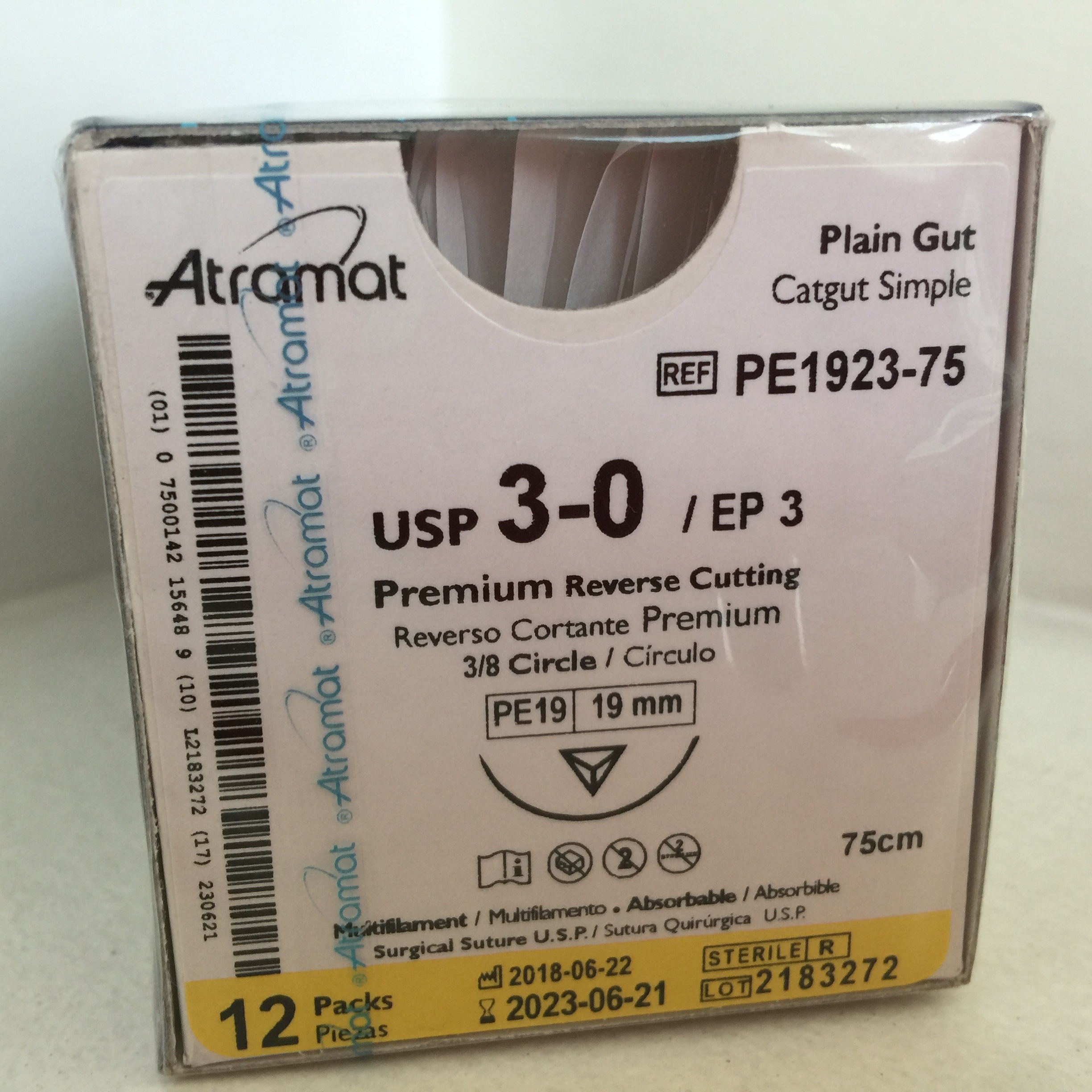 PE1923-75 CATGUT SIMPLE 3 - 0 | H122T | C - 12 | Marca: Atramat