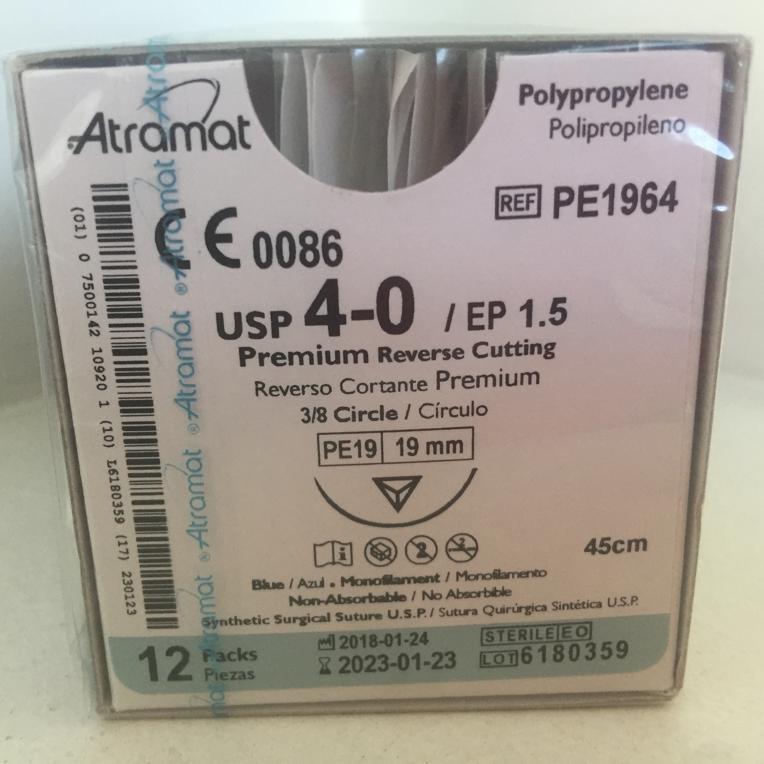 PE1964 POLIPROPILENO 4 - 0 | PROLENE | 8183T | C - 12 | Marca: Atramat