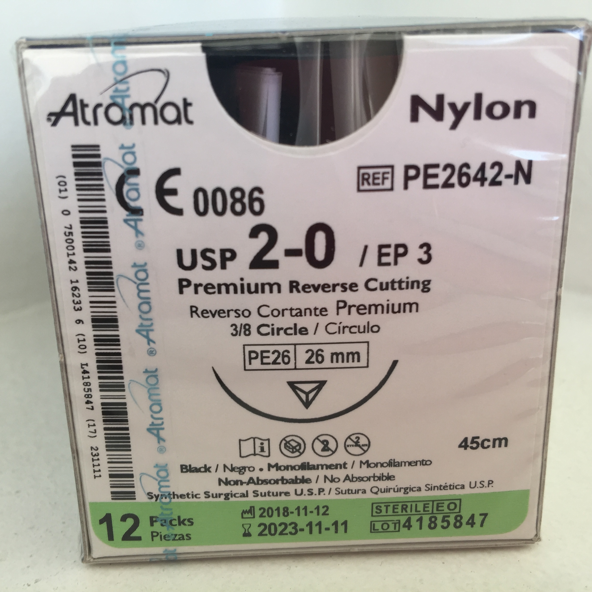 PE2642-N NYLON 2 - 0 | ETHILON | 164T | C - 12 | Marca: Atramat