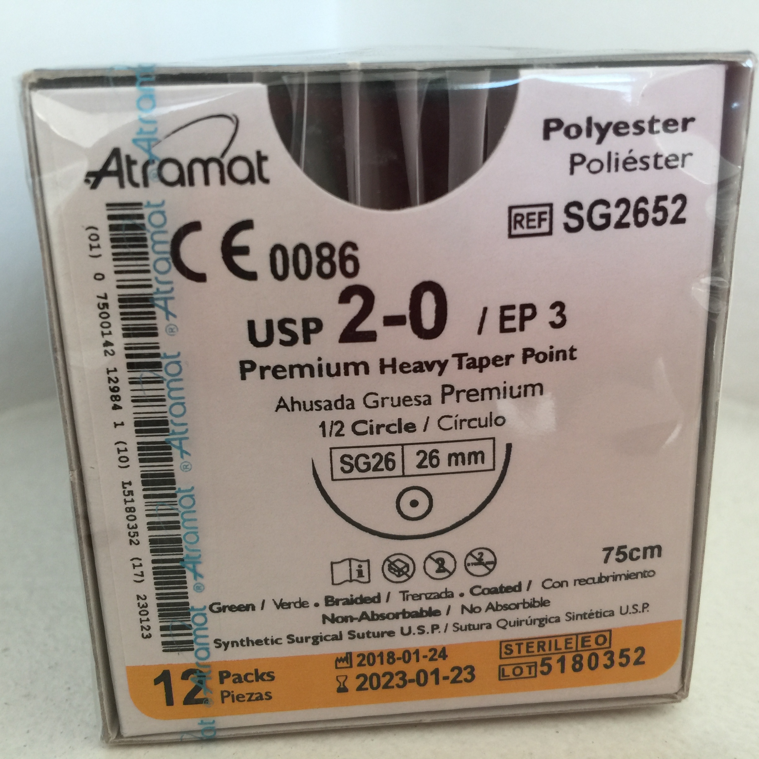 SG2652 POLIESTER 2 - 0 | ETHIBON EXCEL | B411H | C - 12 | Marca: Atramat