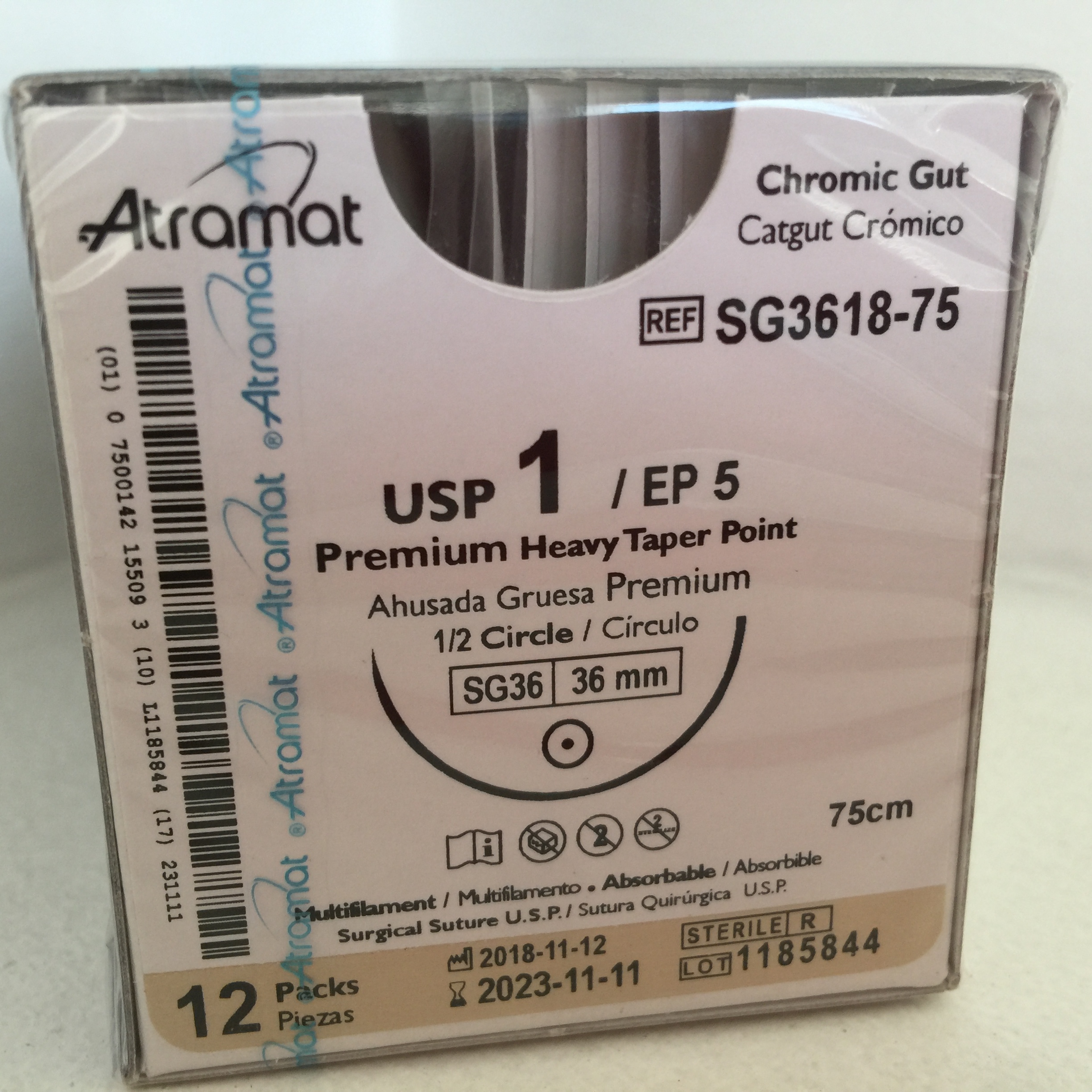 SG3618-75 CATGUT CROMICO 1 | 813T | C - 12 | Marca: Atramat