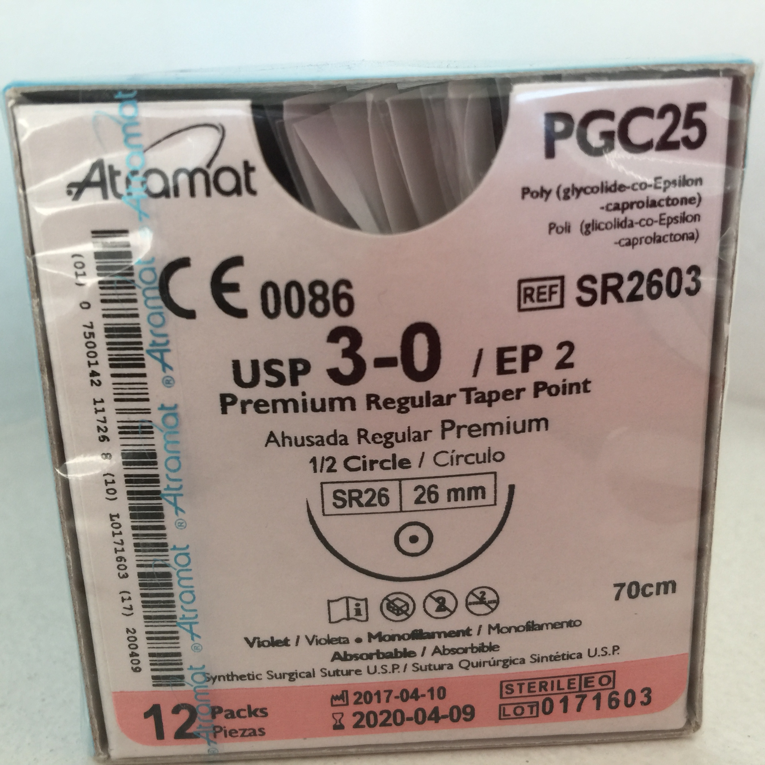 A+SR2603 PGC25 3 - 0 | MONOCRYL | Y316H | C - 12 | Marca: Atramat