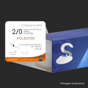 CVS2652 - 2-KPM POLIESTER 2 - 0 | ETHIBON EXCEL | C - 6 car PXX86 |teras | Marca: Atramat