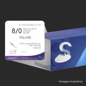 E-EE6.53080 - 2-20 PGLA90 8 - 0 | VICRYL | J547G | C - 12 | Marca: Atramat