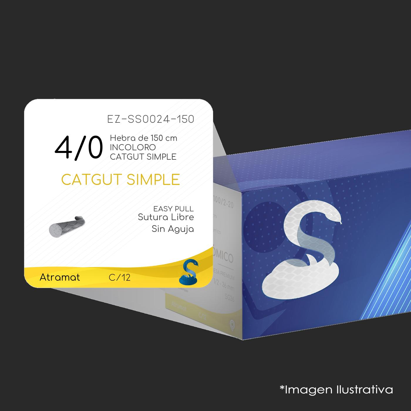 EZ-SS0024-150 CATGUT SIMPLE 4 - 0 | S101SH | CORTA CAD | C - 12 | Marca: Atramat