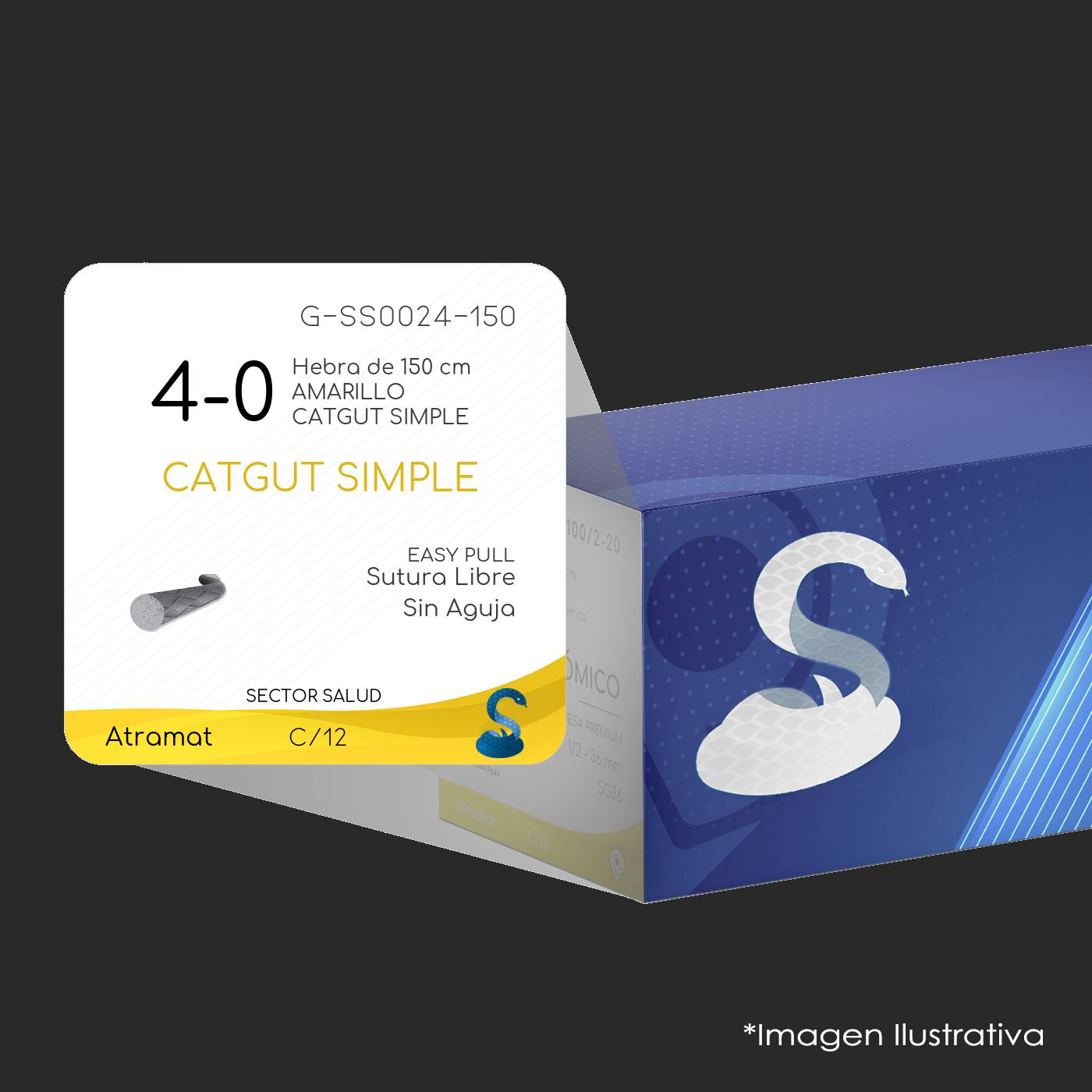 G-SS0024-150 CATGUT SIMPLE 4-0 | 060.841.4256 | C - 12 | Marca: Atramat