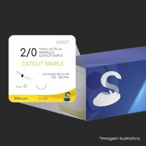 G323T 2 - 0 | CATGUT SIMPLE | C - 24 | Marca: Ethicon
